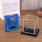 Newtons Cradle Balance Balls,Pendulum Balls with Black Base,Newtons Cradle Pendulum,Desk Decor for Men,Physics Toys,Metal Creative Ornament Crafts,Mind Bending Desk Sculpture - Large Black