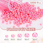 PATIKIL 1000 Pcs No Hole Pearls, 3mm 4mm 5mm 6mm 8mm Mini Round Faux Pearl for Art Crafts Jewelry Making Nail Vase Filler Birthday Wedding Party, Pink - color: Pink