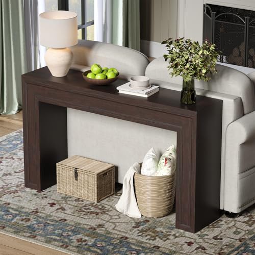 Rresyet 55 Inch Long Console Table, Sofa Table Behind Sofa, Wooden Entryway Table, Farmhouse Entryway Table for Entry, Hallway, Living Room (Cherry) - color: Cherry