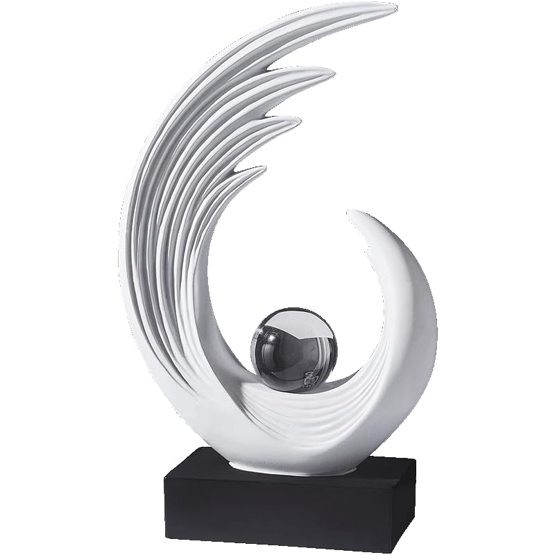 Modern Abstract Art Sculptures, Gold Entryway Table Accents, Black Shelf Decor Accents, Abstract Art Resin Sculpture for Dining Room, Office & Coffee Table – Centerpiece Fireplace Decor (White) - color: White