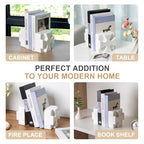 Decorative Square Marble Bookends for Heavy Books – Unique Book Ends for Shelves – Modern Aesthetic Book Holder/Stopper with Non-Slip Pads for Chic Home, Office, or Library Decor, White - style: Square-White