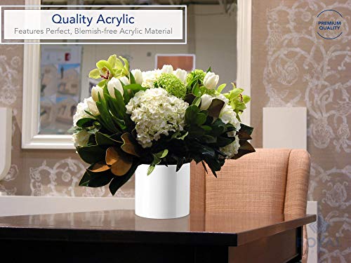 Royal Imports Flower Acrylic Vases Cylinders - Decorative Centerpiece Display for Home or Wedding - Non Breakable Plastic, 4" - White - size: 4"x4"