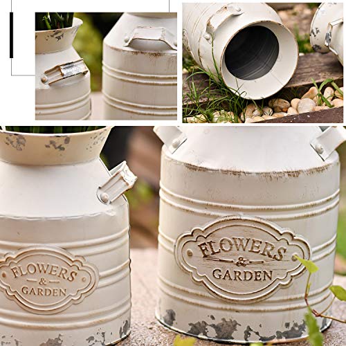 Rustic Metal Flower Vase, Shabby Chic Vintage Farmhouse Jug Vase,Galvanized Milk Can with Handle for Home Decoration - color: Flower-milk Can