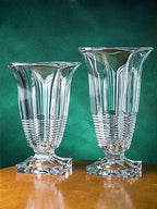 Vase - Cut Crystal - Handmade Glass - 11.25" Height - Footed - for Flowers - Roses - Made in Europe - by Barski
