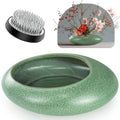 Flower Frog Vase Kit, Ikebana Arrangement Ceramic Bowl Flower Frog Water Drop Flower Pot Flower Arrangement Vase Kit (Green Large Size) - color: Green Large Size