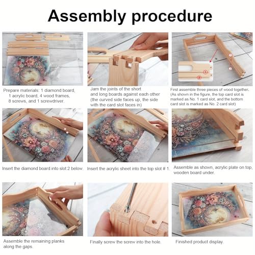 DIY Diamond Art Tray Wooden Pallet kits, Scarf Hat Pretty Deer 5D Cartoon Handle Craft Painting kit, suitable for home, party, bar, Christmas, also can be used as a gift for relatives and friends - color: Fawn