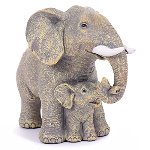 Cute Elephant Figurines Home Décor Good Luck Elephant with The Baby Statue Décor for Shelf Good Gifts for Women Decoration for Living Room, Bedroom, Office - color: Yellow