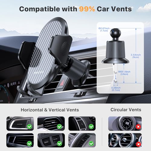 Miracase Phone Holders for Your Car with Metal Hook Clip, Air Vent Cell Phone Stand Car Mount, Universal Automobile Cradle for Garmin GPS Fit iPhone Android and All Smartphones, Dark Black - color: Dark Black, size: 1 Pack