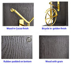 Spiretro Bicycle Bookend Supports, Decorative Book Stoppers with Non-Skid Bottom, Handcrafted Distressed Wood & Metal Book Stand, Display for Bookshelf Office Desktop, 1-Pair, Golden & Brown