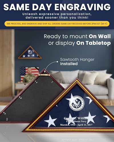 SmartChoice Officially Licensed U.S. Army Flag Display Case – Solid Wood Military Flag Case with Personalized Engraving – Veteran, Memorial & Retirement Gift – Fits 5’ x 9.5’ Folded Flag (Mahogany) - color: Mahogany