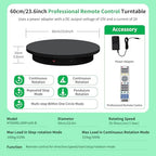 Remote-Controlled Motorized Turntable,Heavy Duty Motorized Rotating Display Stand,Speed-Adjustable Rotating Platform,Multi-Mode 360° Photography Turntable for 3D Scan,Photography(23.6in/Black) - size: 23.64inch/Black/500Lbs Load