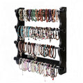 4-Tier Wooden Bracelet Holder Wall-Mounted – Black Jewelry Display Stand for Bracelets, Bangles, Watches– Rustic Wall Jewelry Organizer for Home, Store, or Craft Show – Bracelet Display Rack - style: Wall-Mounted–Black
