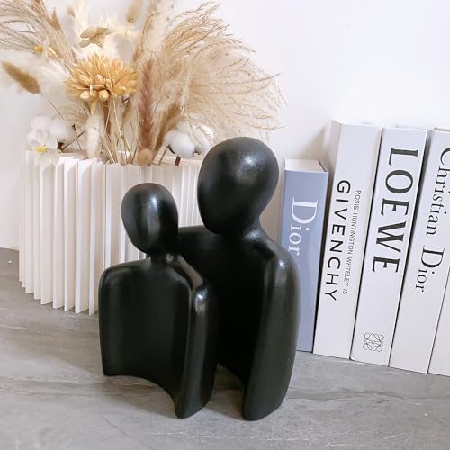 Hugging Couple Statues Ceramic Lover Figurine Embrace Characters - color: Black