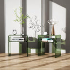 Clear Acrylic End Table 2-Tier Bedside Nightstand for Living Room Bedroom (1, Green Double) - color: Green Double