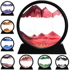 rysnwsu 3D Dynamic Sand Art Liquid Motion, Moving Sand Art Picture Round Glass 3D Deep Sea Sandscape in Motion Display Flowing Sand Painting Relaxing Desk Toys (Red, 12'') - color: Red, size: 12''