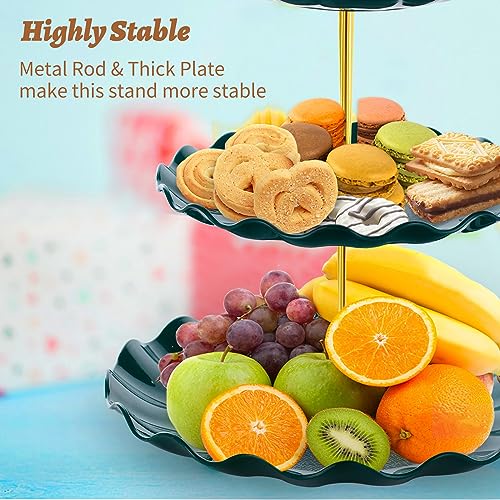 BACUTHY 3 Tier Cupcake Stand Holder, Plastic Cup Cake Stand Tower with Tiered Serving Tray for Cupcakes, Donuts, Fruits and More (Green) - color: Green