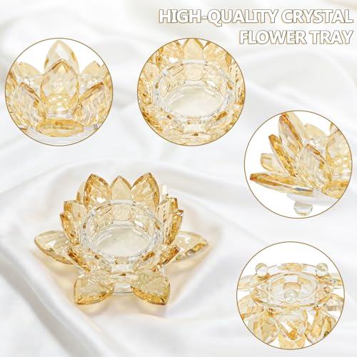 Crystal Flower Jewelry Tray, Luxury Transparent Decorative Trinket Dish for Rings, Earrings, Necklaces, Keys for Vanity Dresser Nightstand, Elegant Gift for Women Mother's Day (1, 4.4"(w) - Gold) - size: 4.4"(w) - Gold