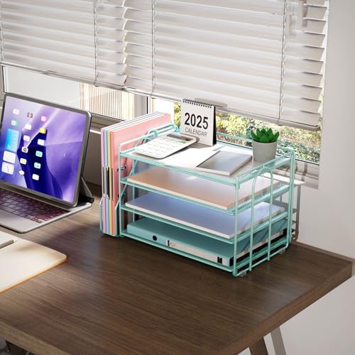 gianotter 4-Tier Paper Organizer With Magazine Holder, Desk Organizers and Accessories, Desk Accessories & Workspace Organizers, File Organizer for Office Supplies Storag (Blue, 4-Tier) - color: Blue, size: 4-Tier