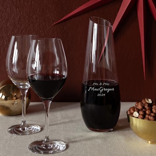 Orrefors Personalized 27oz Enjoy Carafe, Custom Engraved 27oz Crystal Carafe, Wine Decanter, Water Pitcher, or Vase for Flowers, Elegant Home Decor