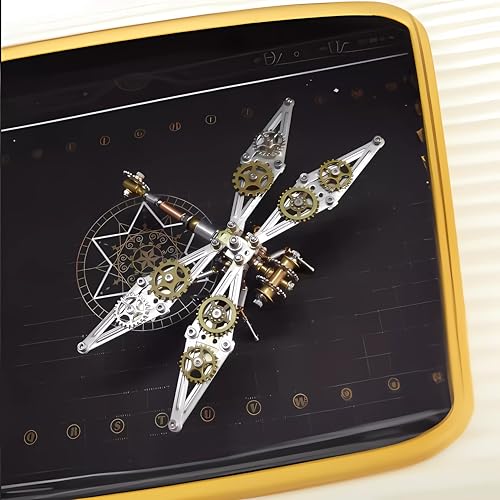 Mechanical Metal DIY 3D Dragonfly Model Insect Brass Puzzle Steampunk Electric Mechanical, Assembly DIY Gift Craft Hobby for Men (Dragonfly B) - style: Dragonfly B