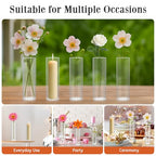 Tigvio 16 Pack 5.9" Tall x 1.8" Diameter Clear Glass Cylinder Vases - Multi-Use Flower Vase, Hurricane & Floating Candle Holders for Wedding Centerpieces, Home Decor, Table Displays - size: 16 Pc (5.9" x 1.8")