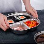 Set of 2 Stainless Steel Dinner Plates 4 Sections Divided Platter Dinner Tray - Lightweight Metal Plate for Adults and Campers, Portion Control Bariatric Weight Loss and Diabetic Diet Plates - size: F4C (4 Sections)