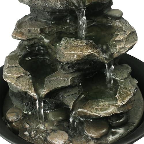 Spinning Orb Rock Cascading Tabletop Fountain, Zen Meditation Indoor Waterfall Feature with LED Light for Home Office Bedroom Relaxation - color: 8 3/10"
