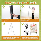 AROIC 63 "Easel Stand for Display, 6 Pack Portable Foldable Metal Easel, Easels for Signs Wedding Logos,Arts, Painting,Adjustable Floor Easels with 6 Storage Bag - style: 6P