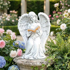 Angel Statue Outdoor Decor, Elegant Angel Garden Statues Reading Book with Solar LED Lights Yard Decorations Lawn Ornaments Figurines Resin Sculpture for Outside, Angel Gardening Gifts - style: Ancient Book