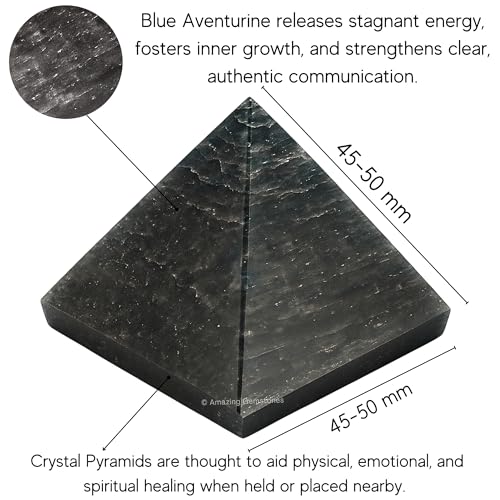 Amazing Gemstone Blue Aventurine Pyramid Crystal Healing Stones - 2" Great Pyramid Figurine of Natural Stone Pyramid for Meditation, Reiki, Chakra Balancing and Crystal Pyramids Grid - color: Blue Aventurine