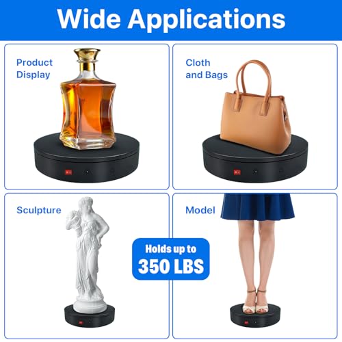 360 Rotating Platform, 12.6 Inch /32cm Motorized Electric Turntable, 350lbs Capacity Motorized Rotating Display Stand with Remote, Heavy Duty Photography Turntable for Human/Product
