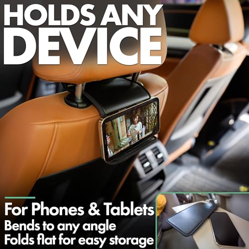 Airplane Phone Holder, Flexible Cell Phone Holder, Folding Cellphone Stand for Desk, Bed, Office, Treadmill - Airplane Gadgets for Long Travel Accessories - Plane Essentials (Vegan Leather) - color: Vegan Leather, size: Large