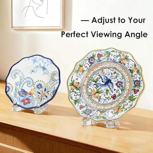 Acrylic Easel Display，Plate Stand for Display，Adjustable Clear Display Holder for 7" to 12" Platter, Book, Card, Frame, Picture, Artwork, Plaque ( Large-1pc 7"-12") - size: Large-1pc(7"-12")