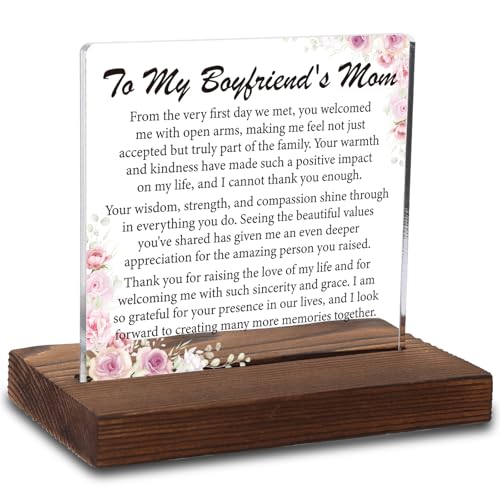 Heartfelt Gratitude Acrylic Plaque Gift, Precious Gift for Boyfriend's Mom, Sentimental Future Mother-In-Law Appreciation Decor, Keepsake with Wooden Stand, XXD193 - style: Boyfriend's Mom