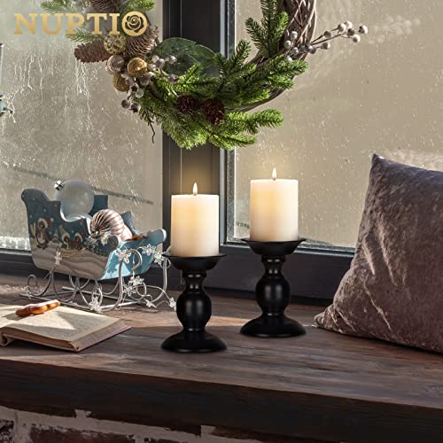 2 Pcs Black Pillar Candle Holders, Most Ideal for 3" Pillar Candles, Gifts for Wedding, Party, Home, Spa, Reiki, Votive Candle (2 x S) - color: Black, size: S + S