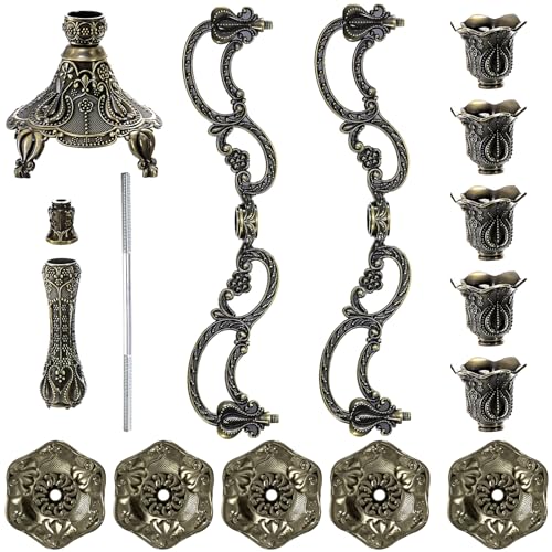 Peohud 5-Candle Metal Candelabra, 10 Inch Tall 5 Arms Candle Holder Stick for Taper Candles, Vintage Candelabra Candle Stand for Home Decor, Event, Wedding, Party