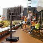FITUEYES Rolling TV Stand with Power Outlets, Swivel Portable TV Stand for 32-70 Inch LCD LED OLED Flat/Curved Panel Screen TVs, Height Adjustable&Wood Base, Mobile TV Cart with 2 Shelves, Black - color: Black, style: With Wheels & Power Strip