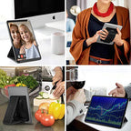 Fintie Universal Tablet Hand Strap Holder - [Dual Stand Supports] Detachable Padded Hook & Loop Fastening Handle Grip with Adhesive Patch for iPad/Galaxy Tab and All 7-11" Tablets, Black - color: Black