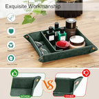 SITHON Valet Tray Desktop Storage Organizer, Removable 2 Compartments Catchall Tray Bedside Vanity Nightstand Caddy Holder Desk Storage Plate, Dark Green - color: Dark Green