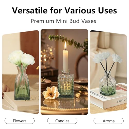 RUCKACE Bud Vases in Bulk 22 Green Glass Small Vases Flower Vase Bulk for Centerpiece Table Wedding Decorations Home Decor Party(Gradient Green 22 Pack) - style: Gradient Green 22 Pack
