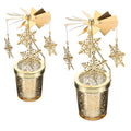 Holibanna Rotating Candlestick Christmas Carousel Tea Light Gold Candle Holder (2PCS Snowflake)