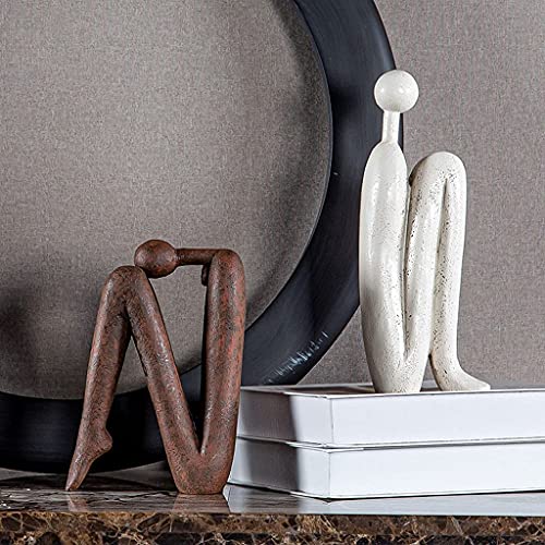 Abstract Sculpture Minimalist Resin Statue – Modern Home Decor Figurine for Tabletop & Living Room Decoration – Contemporary Art Human Figure Ornament for Office & Aesthetic Spaces (White) - color: White