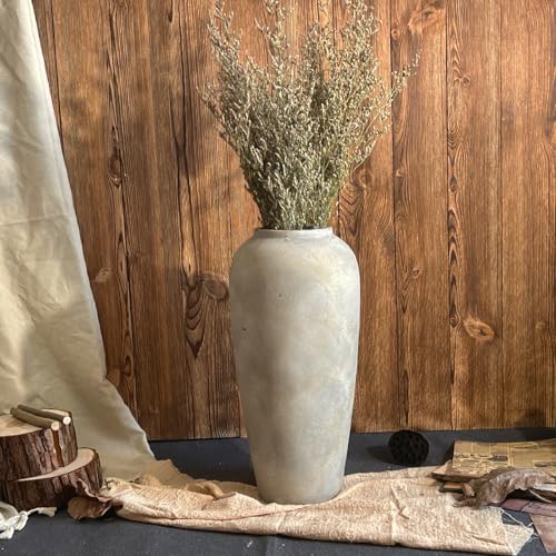 15 Inch Ceramic Rustic Farmhouse Vase, White Grey Handmade Pottery Vase for Living Room & Home Decor, Rustic Flower Vases for Table Centerpieces & Shelf Decoration, Wedding Gifts - color: White Gray, size: Large