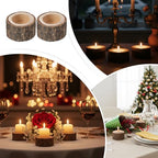 24 Pcs Wooden Tea Light Candle Holders Votive Candle Holders, Rustic Wooden Pillar Candle Stands Vintage Tealight Holders Set Candle Centerpieces for Dining Table Wedding Party, 1.6" H