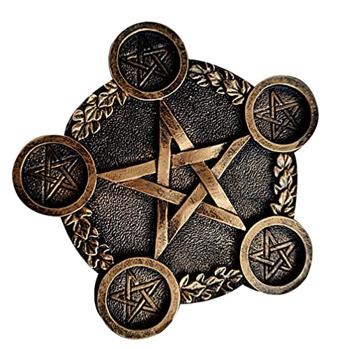 Star Candle Holder Pentacle Altar Plate Resin Tealight Holder Tray Witchcraft Altar Supplies for Witchcraft Wiccan Tarot Supplies