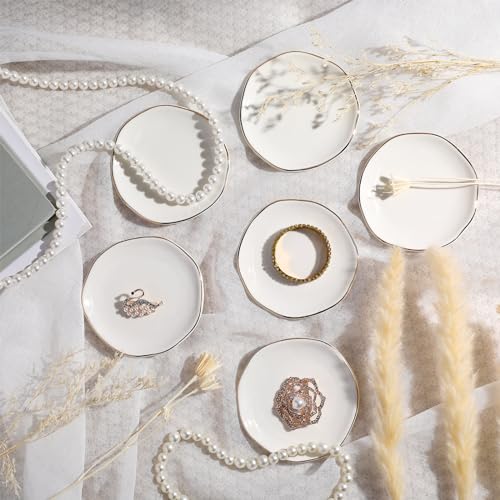 Shappy 12 Pcs Ceramic Jewelry Tray 4.5 in Ring Dish Bulk Decorative Trinket Dish for Bridal Christmas Birthdays Gifts - style: Round