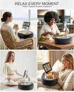 Miledi Tablet Pillow Stand, Compatible with 5"-12.9" Kindle, iPad, Phone/Tablet, 360° Rotating Phone Holder for Bed, Soft Plush Fabric, Detachable Bowl, Reading and Relaxation on Bed, Black - color: Black