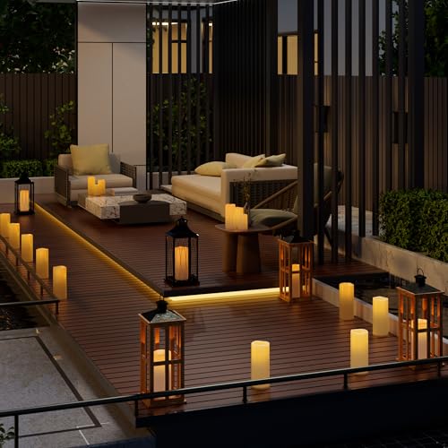 6" 8" 10" x 4" White Large Waterproof Outdoor Flameless Candles Battery Operated LED Flickering Pillar Candles with Remote and Timer for Indoor Outdoor Lanterns, Long Lasting, Set of 3 - color: White