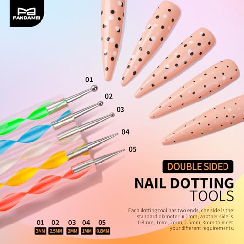 FANDAMEI Nail Art Tools, Nail Brush, 15 PCS Nail Art Brushes, 5 PCS Nail Dotting Tool, Nail Stand, Nail Holder For Painting Nails, Press On Nail Stand, Nail Tools, Nail Design Tools - color: Pink