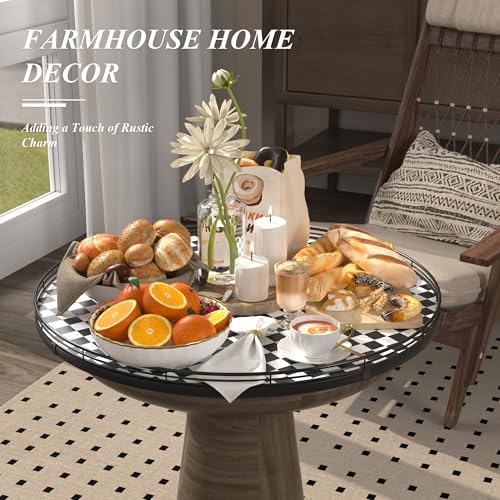 24" Black and White Kitchen Lazy Susan Turntable, Round Checkered Decorative Tray, Large Lazy Susan for Dining Table Centerpiece, Pantry, Kitchen, Bathroom, Countertop, Cupboard, Home Decor - color: Black & White, size: 24 inches